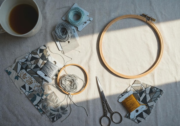 Zestaw do haftu z tamborkiem i wzorem